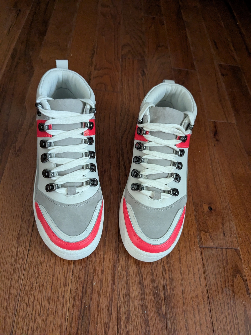 Vince Camuto Women's High-Top Sneakers in Light Gray and Coral